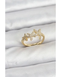 Pirinç Yıldız Model Gold Renk Kadın Yüzük