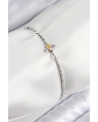 Pirinç Zirkon Taşlı Arı Model Ezme Zincir Gümüş Renk Kadın Bileklik