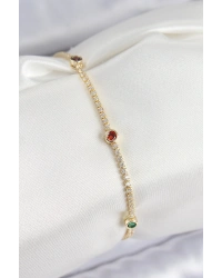 Pirinç Zirkon Taşlı Asorti Model Gold Renk Kadın Bilekilk