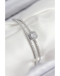 Pirinç Zirkon Taşlı Baget Model Gümüş Renk Kadın Bileklik