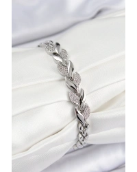 Pirinç Zirkon Taşlı Balık Kuyruğu Model Gümüş Renk Kadın Bileklik