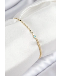 Pirinç Zirkon Taşlı Boncuk Model Ezme Zincir Gold Renk Kadın Bileklik