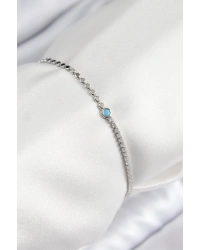 Pirinç Zirkon Taşlı Boncuk Model Ezme Zincir Gümüş Renk Kadın Bileklik