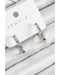 Pirinç Zirkon Taşlı Çiçek Desenli Model Gümüş Renk Kadın Küpe