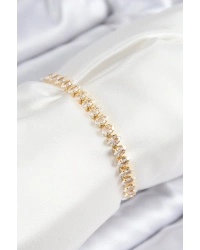 Pirinç Zirkon Taşlı Damla Model Gold Renk Asansörlü Kadın Bileklik