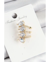 Pirinç Zirkon Taşlı Damla Model Gold Renk Sağ Kıkırdak Küpe