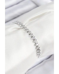 Pirinç Zirkon Taşlı Damla Model Gümüş Renk Asansörlü Kadın Bileklik