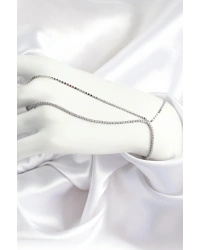 Pirinç Zirkon Taşlı Ezme Zincir Model Gümüş Renk Kadın Şahmeran