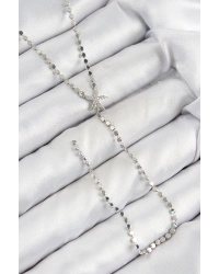 Pirinç Zirkon Taşlı Ezme Zincirli Deniz Yıldızı Model Gümüş Renk Y Kolye