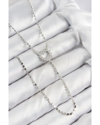 Pirinç Zirkon Taşlı Ezme Zincirli Kalp Model Gümüş Renk Y Kolye