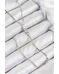 Pirinç Zirkon Taşlı Ezme Zincirli Model Gümüş Renk Y Kolye