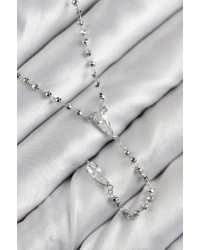 Pirinç Zirkon Taşlı Gümüş Renk Kadın Y Kolye