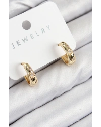 Pirinç Zirkon Taşlı Halka Model Gold Renk Kadın Küpe