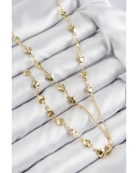 Pirinç Zirkon Taşlı Kalp Model Gold Renk Y Kolye