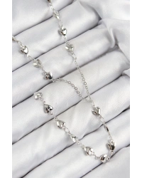 Pirinç Zirkon Taşlı Kalp Model Gümüş Renk Y Kolye