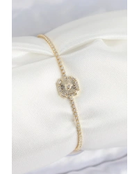 Pirinç Zirkon Taşlı Kare Model Gold Renk Kadın Bilekilk