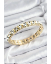 Pirinç Zirkon Taşlı Kare Model Gold Renk Lastikli Kadın Bileklik