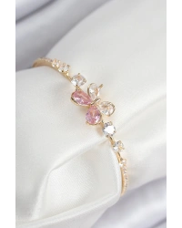 Pirinç Zirkon Taşlı Kelebek Model Gold Renk Kadın Bileklik