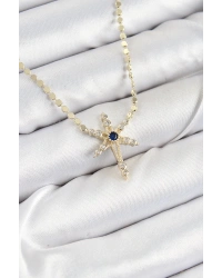 Pirinç Zirkon Taşlı Kutup Yıldızı Model Ezme Zincir Gold Renk Kadın Kolye