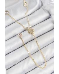 Pirinç Zirkon Taşlı Kutup Yıldızı Model Gold Renk Y Kolye