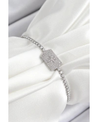 Pirinç Zirkon Taşlı Kutup Yıldızı Model Gümüş Renk Asansörlü Kadın Bileklik