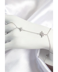 Pirinç Zirkon Taşlı Kutup Yıldızı Model Gümüş Renk Kadın Şahmeran