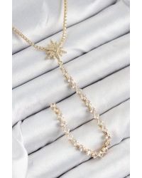 Pirinç Zirkon Taşlı Kutup Yıldızı Model Gümüş Renk Y Kolye