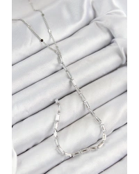 Pirinç Zirkon Taşlı Model Gümüş Renk Y Kolye