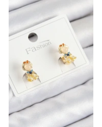 Pirinç Zirkon Taşlı Pamuk Prenses Model Gold Renk Çocuk Küpe