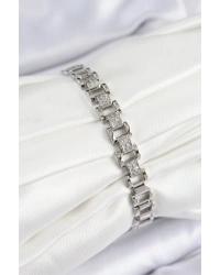 Pirinç Zirkon Taşlı Parçalı Model Gümüş Renk Kadın Bileklik