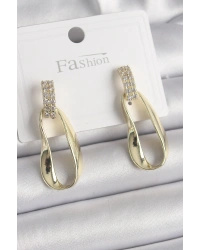 Pirinç Zirkon Taşlı Sallantı Kadın Küpe