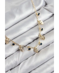 Pirinç Zirkon Taşlı Sallantılı Damla Model Gold Renk Kadın Kolye