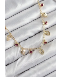 Pirinç Zirkon Taşlı Sallantılı Damla Model Gold Renk Kadın Kolye