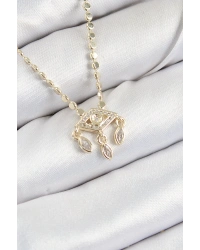 Pirinç Zirkon Taşlı Sallantılı Göz Model Ezme Zincir Gold Renk Kadın Kolye