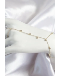 Pirinç Zirkon Taşlı Sallantılı Model Gold Renk Kadın Şahmeran