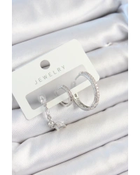 Pirinç Zirkon Taşlı Sallantılı Model Gümüş Renk 3lü Çift Kadın Küpe Set