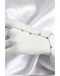 Pirinç Zirkon Taşlı Sallantılı Model Gümüş Renk Kadın Şahmeran