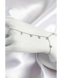 Pirinç Zirkon Taşlı Sallantılı Model Gümüş Renk Kadın Şahmeran