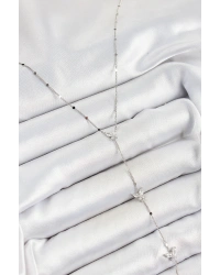 Pirinç Zirkon Taşlı Sıralı Kelebek Figürlü Y Model Gümüş Renk Kadın Kolye