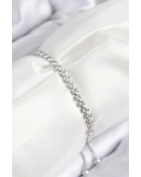 Pirinç Zirkon Taşlı Sıralı Model Gümüş Renk Asansörlü Kadın Bileklik