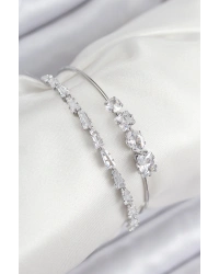 Pirinç Zirkon Taşlı Su Yolu Model Gümüş Renk Kadın Bileklik