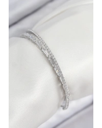 Pirinç Zirkon Taşlı Su Yolu Model Gümüş Renk Kadın Bileklik