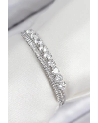 Pirinç Zirkon Taşlı Su Yolu Model Gümüş Renk Kadın Bileklik