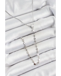 Pirinç Zirkon Taşlı Yıldız Figürlü Y Model Gümüş Renk Kadın Kolye