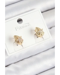 Pirinç Zirkon Taşlı Yıldız Model Gold Renk Çocuk Küpe