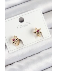 Pirinç Zirkon Taşlı Yıldız Model Gold Renk Çocuk Küpe