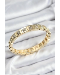 Pirinç Zirkon Taşlı Yıldız Model Gold Renk Lastikli Kadın Bileklik