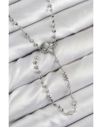 Pirinç Zirkon Taşlı Yonca Model Gümüş Renk Kadın Y Kolye