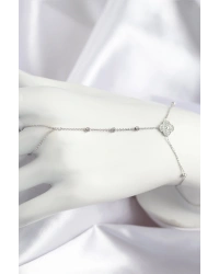 Pirinç Zirkon Taşlı Yonca Model Gümüş Renk Şahmeran