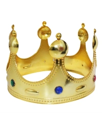 Plastik Kral Tacı Altın Renk Çocuk Boy